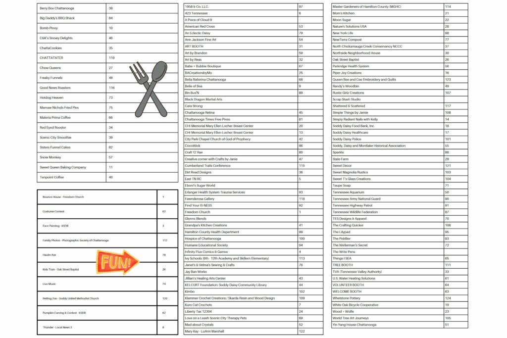SoddyDaisy Fall Festival Vendor Map Keep SoddyDaisy Beautiful